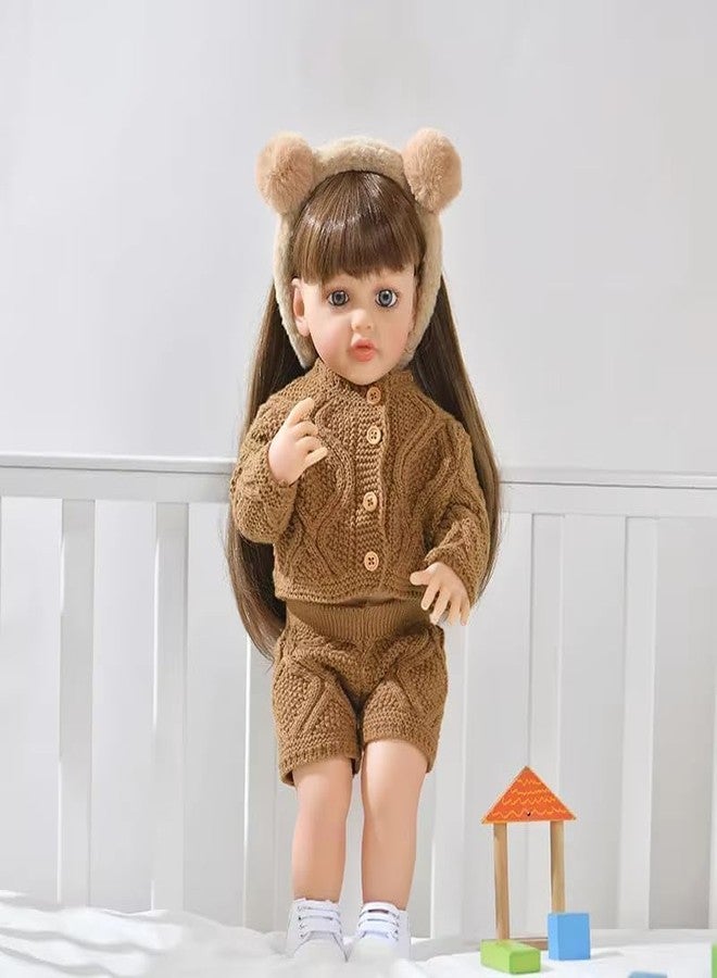 SKYBUCKET Reborn Baby Dolls Girl, 22 inch Beautiful Lifelike dollull Body Vinyl Silicone with Long Hair for KidsRealistic Newborn Baby dollith Feeding toyor Birthday Christmas - Image 3